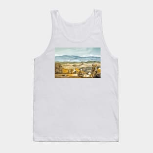 Blue sky with mountains and farmers Tank Top